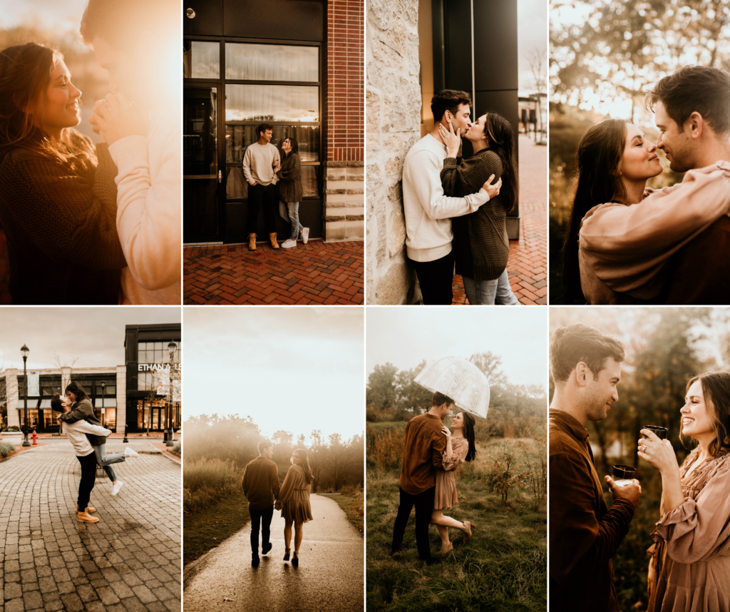 engagement photos in the rain in Cleveland, Ohio