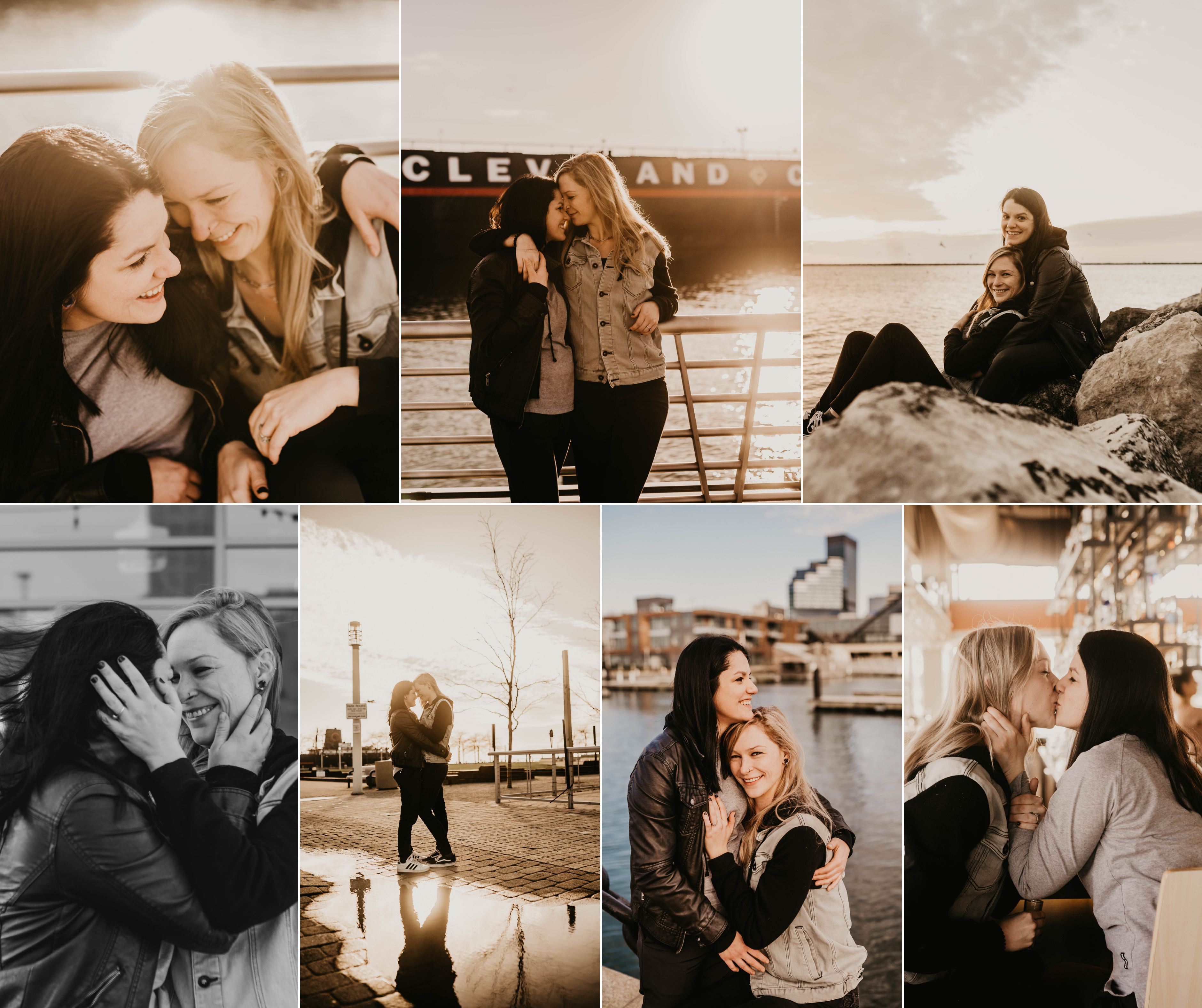 engagement photos at Edgewater Park during golden hour - located near cleveland Ohio
