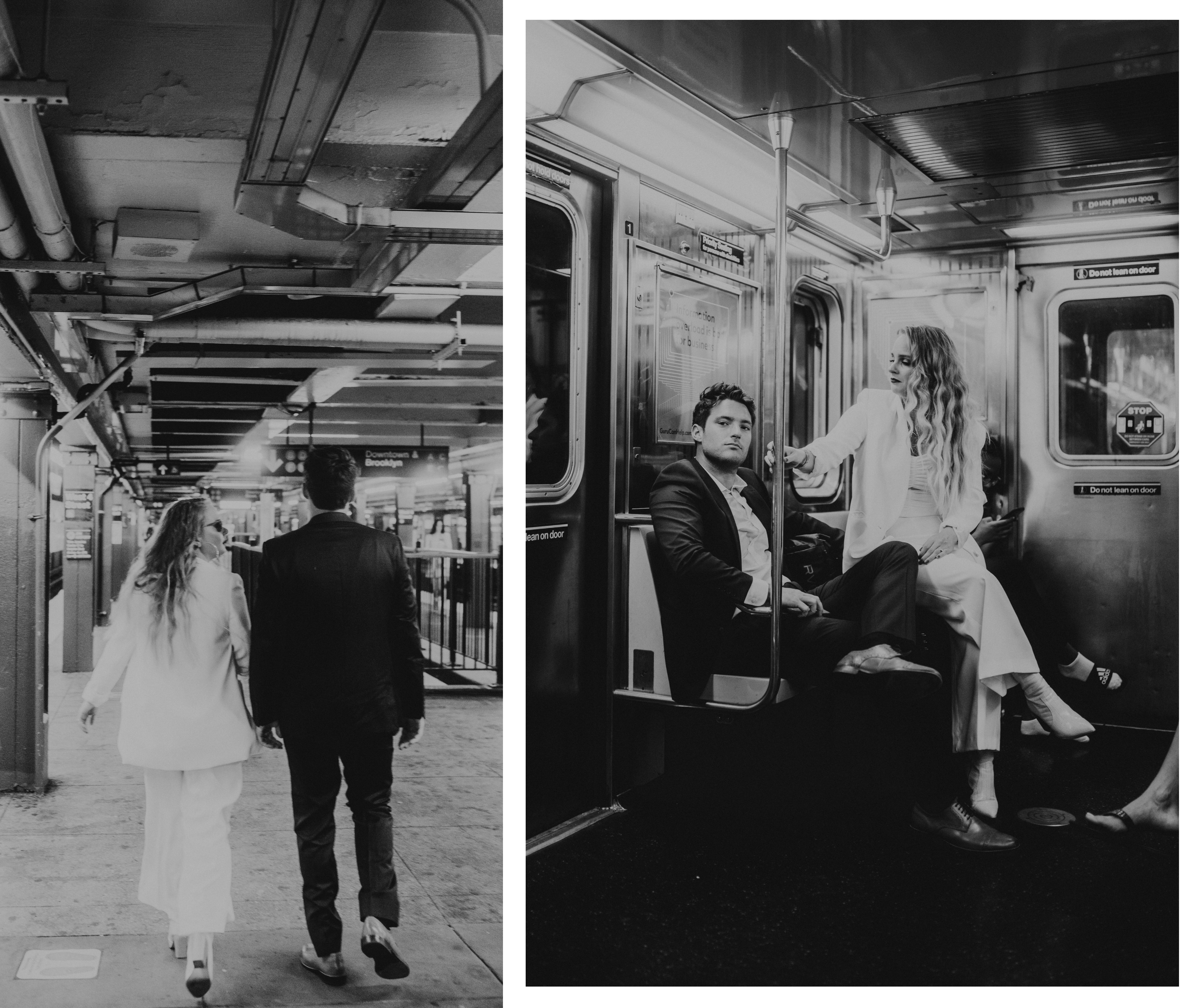 Engagement photos in New York City subways