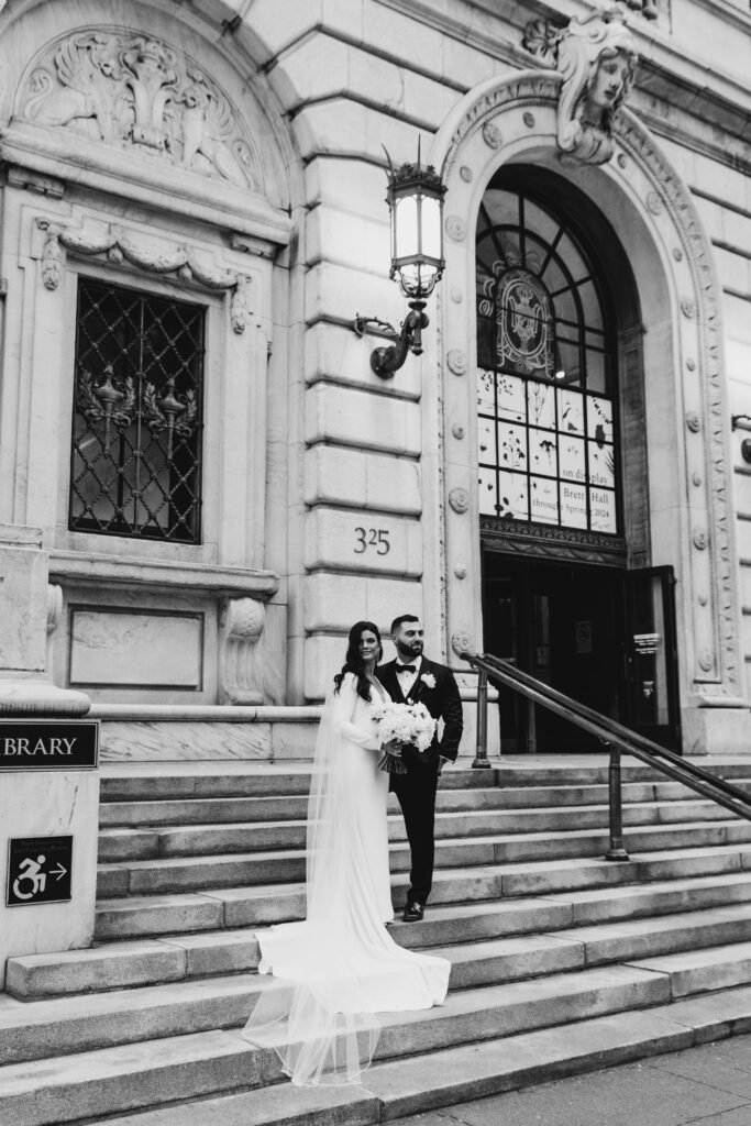 Editorial Style Romantic Wedding Portraits- Cleveland Public Library in Cleveland, Ohio Photographed by Arastasia Photography