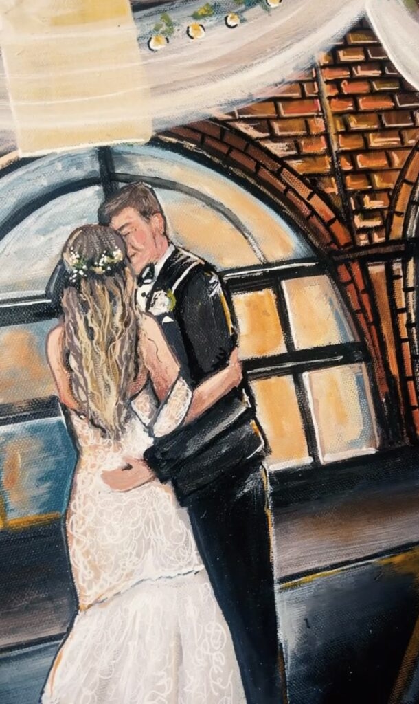 Live wedding painting at windows on the river - Cleveland, ohio